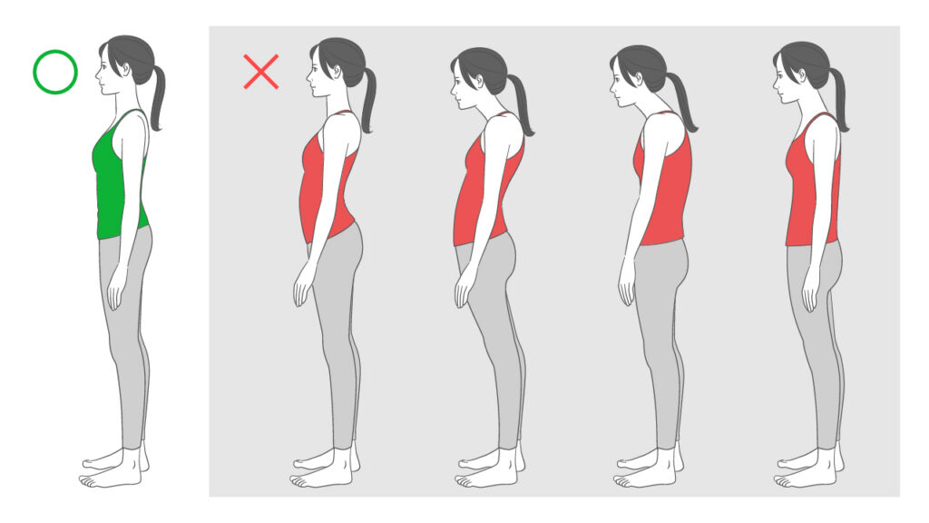 悪い姿勢　猫背　巻き肩　反り腰